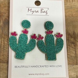Myra Bag Turquoise and Pink Cactus Earrings